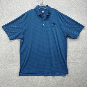 FootJoy Polo Shirt Mens XL Blue Black Stripe FJ Tour Issue Golf Barnsley Resort